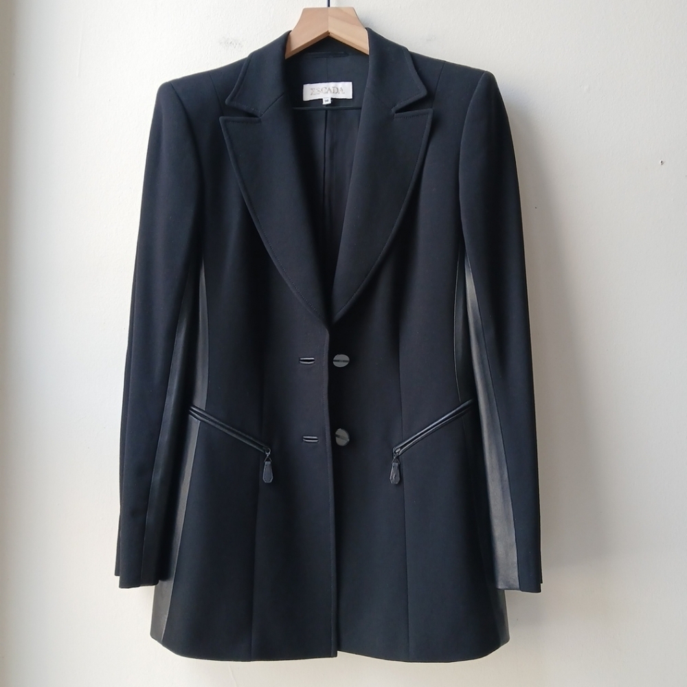 Escada Strong Shoulder Stretch Wool Jacket Women's 36/6 - Picture 6 of 6